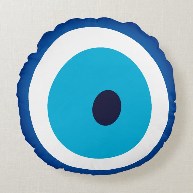 Blue Eye Lucky Charm Round Cushion (Front)