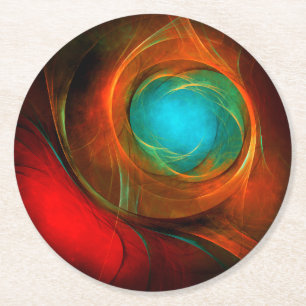Blue Eye Modern Abstract Fine Art Cool Pattern #16 Round Paper Coaster