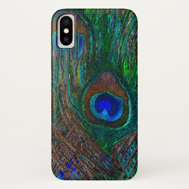 Blue Eye Peacock Feathers Stylish Decor Case-Mate iPhone Case (Back)