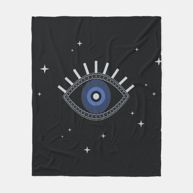 Blue eye protection from bad energy, evil eye  fleece blanket (Front)