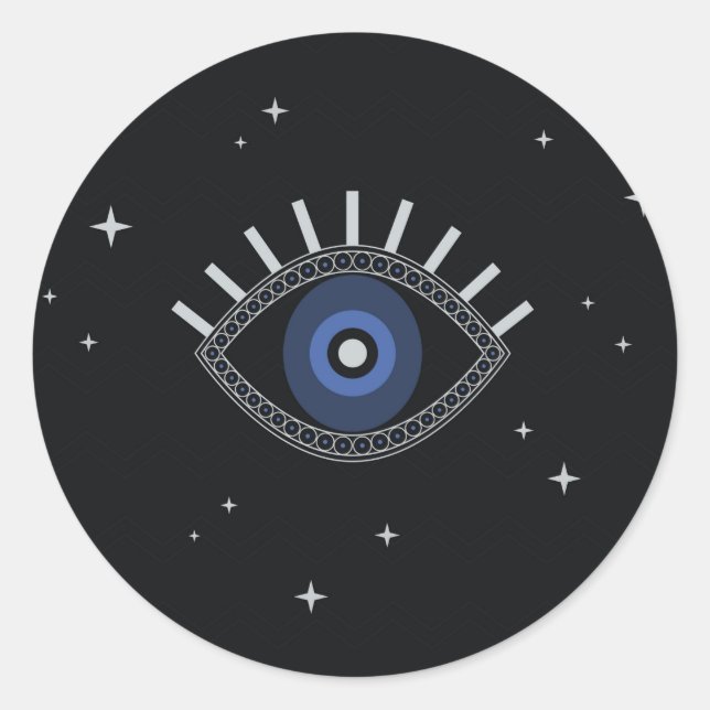 Blue eye protection talisman ethnic magic symbol classic round sticker (Front)