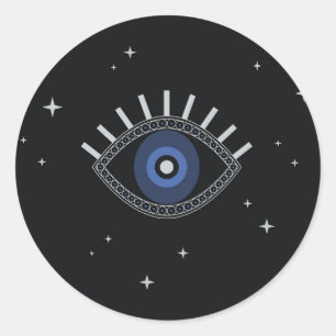 Blue eye protection talisman ethnic magic symbol classic round sticker