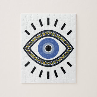 Blue eye protection talisman ethnic magic symbol jigsaw puzzle