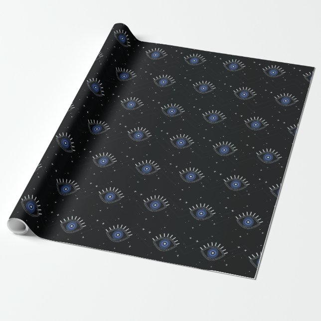 Blue eye protection talisman ethnic wrapping paper (Unrolled)