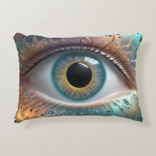 Blue Eyeball Fractal Art, Decorative Cushion
