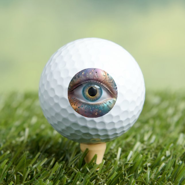 Blue Eyeball Fractal Art, Golf Balls (Insitu Tee)