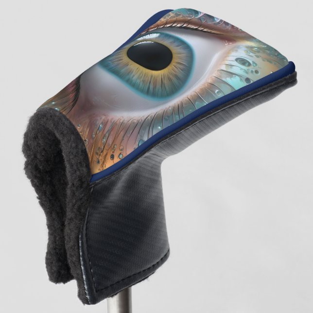 Blue Eyeball Fractal Art, Golf Head Cover (3/4 Front)