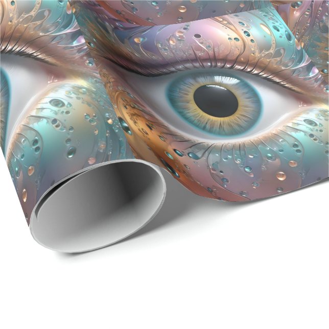 Blue Eyeball Fractal Art, Wrapping Paper (Roll Corner)
