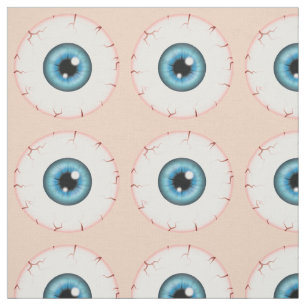 Blue Eyeball Pattern Halloween Bloodshot Eyeball Fabric