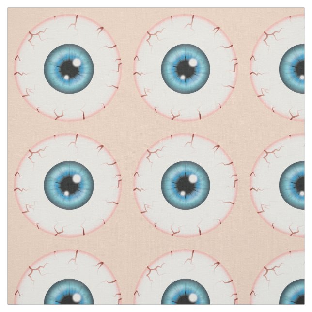 Blue Eyeball Pattern Halloween Bloodshot Eyeball Fabric (Swatch)