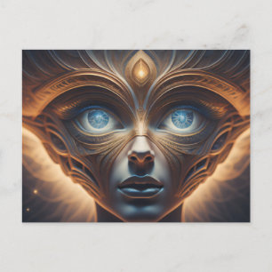 Blue Eyed Alien Being Postcard