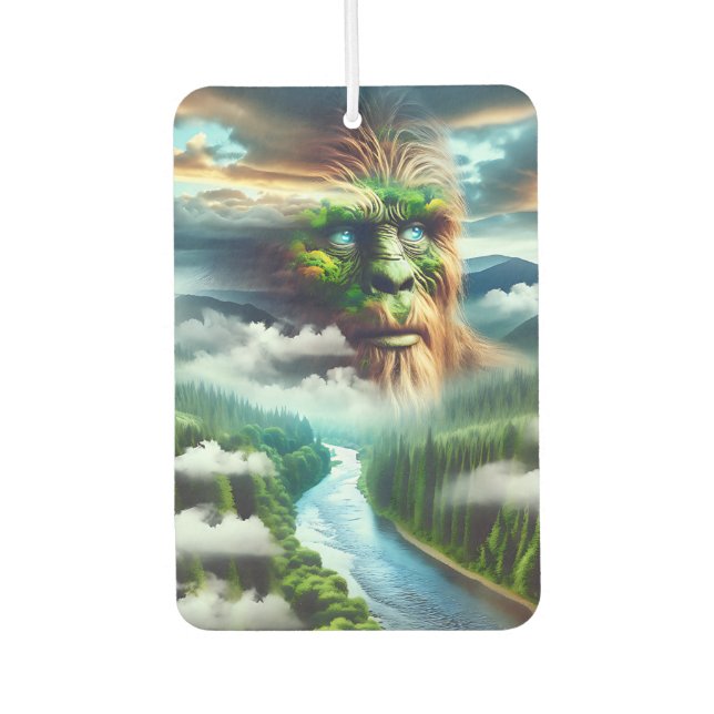 Blue Eyed Bigfoot in the Mountains Car Air Freshener (Front)