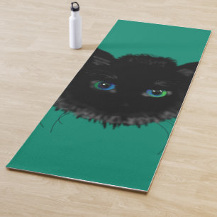 Blue Eyed Black Cat Yoga Mat - Choose Colour