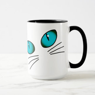 Blue Eyed Cat Face Mug, Cute Cat Lover Coffee Mug, Mug
