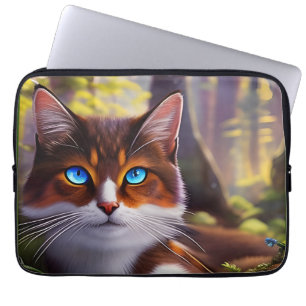 Blue Eyed Cat in the Woods Laptop Sleeve