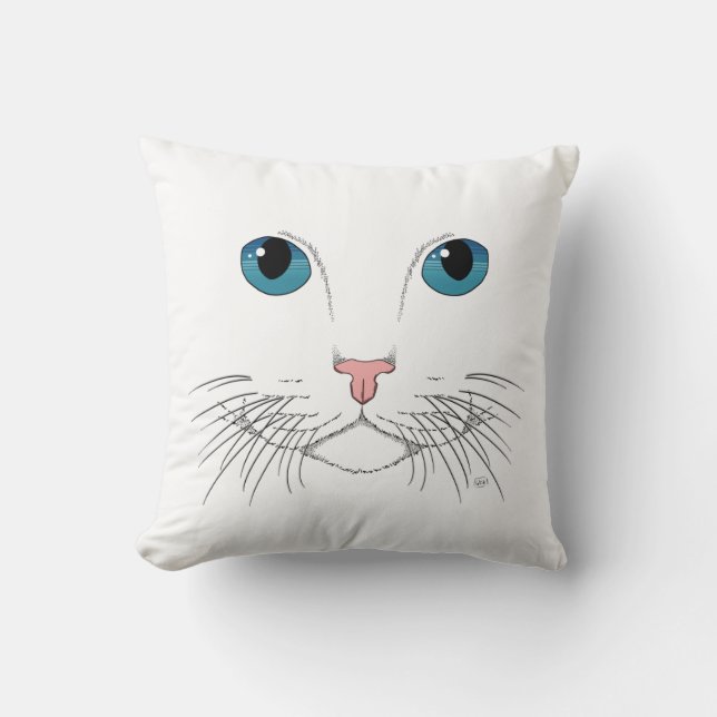 Blue Eyed Cat     Throw Pillow (Front)