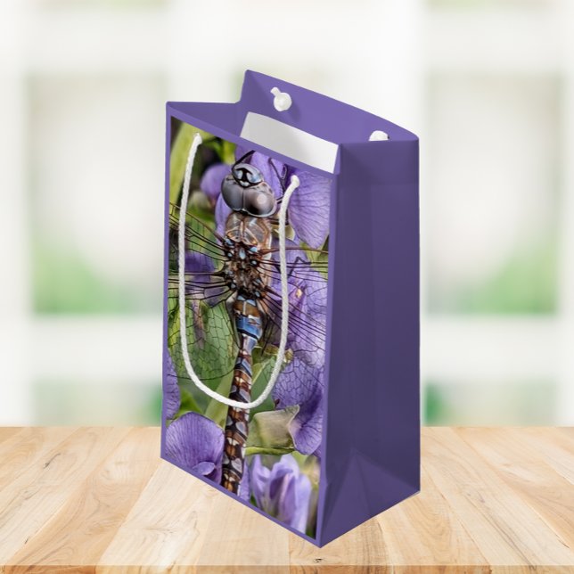 Blue-Eyed Darner Dragonfly on Flower Small Gift Bag (In Situ)