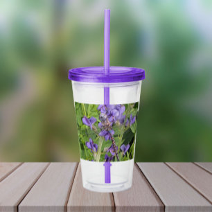 Blue-Eyed Darner Dragonfly on Purple Flowers Acrylic Tumbler