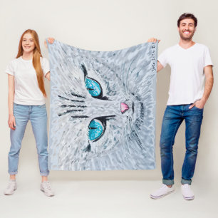 Blue Eyed Fluffy Cat Fleece Blanket
