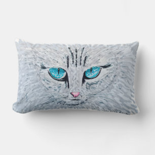 Blue Eyed Fluffy Cat Lumbar Cushion