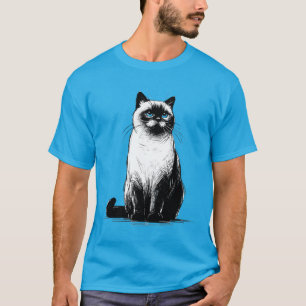Blue-Eyed Gaze - Siamese Cat  T-Shirt