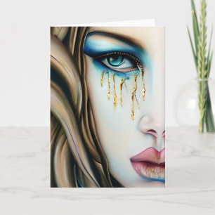 Blue Eyed Goddess with Golden Tears Card