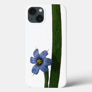 Blue-eyed grass flower and leaf iPhone 13 case