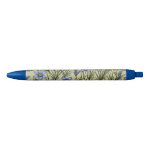 Blue-Eyed Grass flower pattern Black Ink Pen