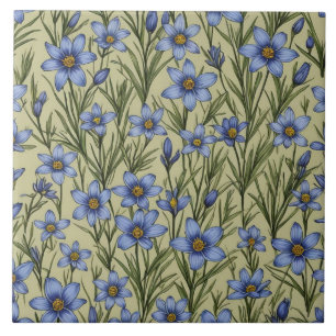 Blue-Eyed Grass flower pattern Tile
