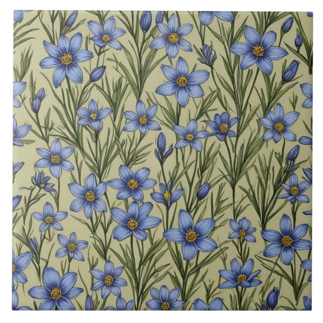 Blue-Eyed Grass flower pattern Tile (Front)