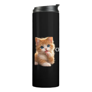 Blue-Eyed Paw licking Kitten Thermal Tumbler