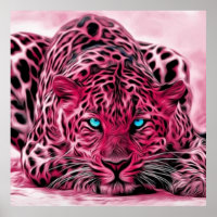 Blue Eyed Pink Tiger Wildcat Illustration