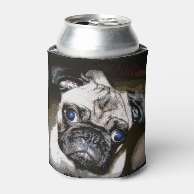 blue-eyed pug face can cooler (Can Front)