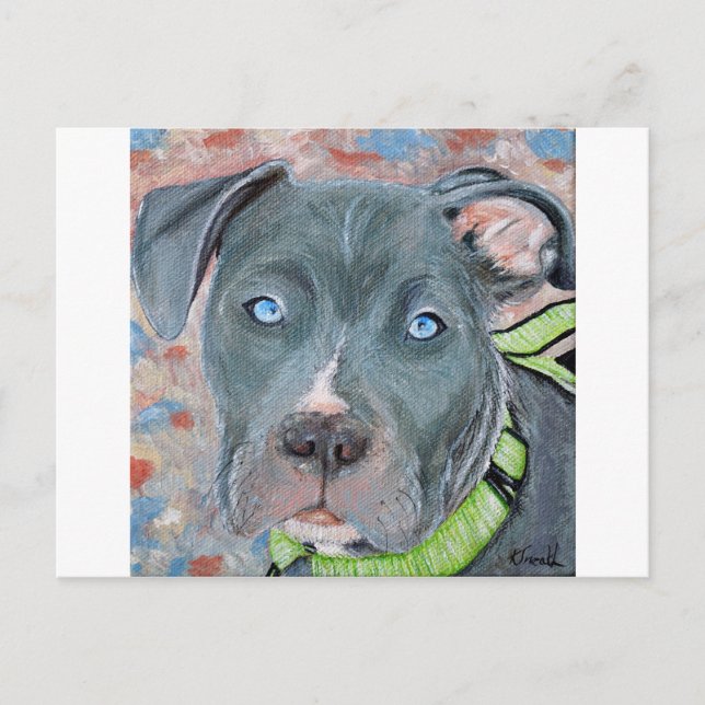 Blue-Eyed Puppy Painting Postcard (Front)