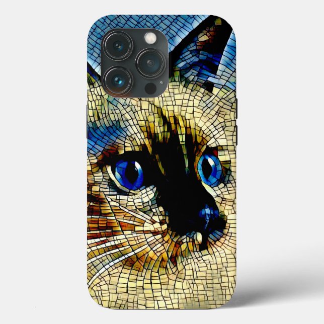 Blue Eyed Siamese Cat Mosaic Tiles Case-Mate iPhone Case (Back)