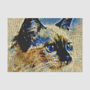 Blue Eyed Siamese Cat Mosaic Tiles Tissue Paper