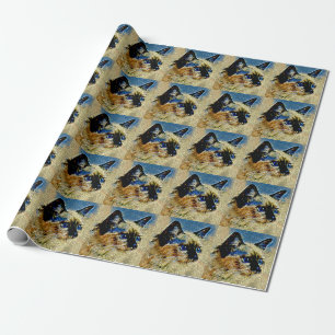 Blue Eyed Siamese Cat Mosaic Tiles Wrapping Paper