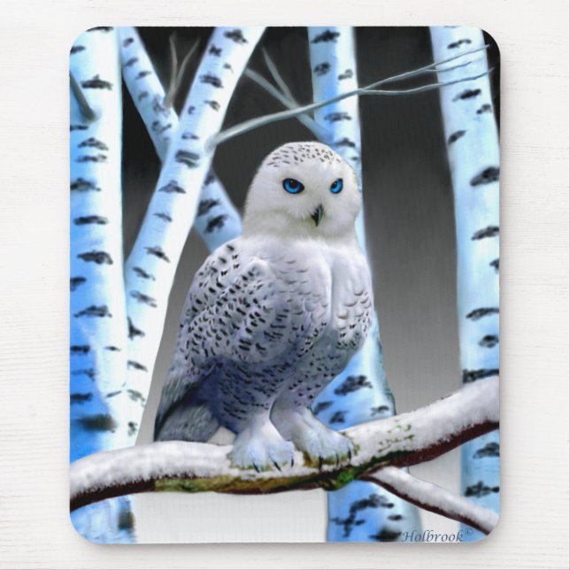 BLUE-EYED SNOW OWL MOUSE PAD (Front)