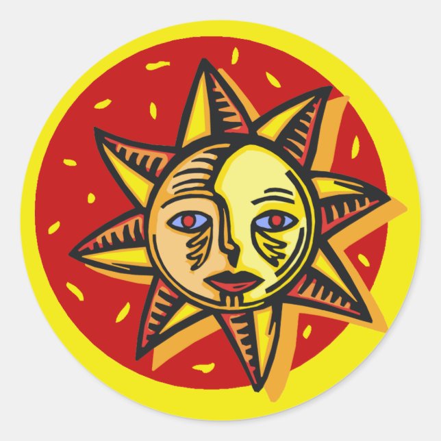 Blue Eyed Sun Classic Round Sticker (Front)