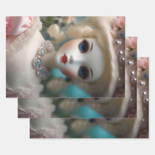 Blue Eyed Vintage Doll, Wrapping Paper Sheet