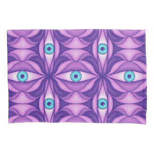 Blue Eyes Abstract Botanical Purple Floral Pattern Pillowcase
