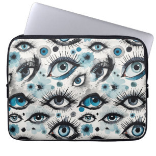 Blue Eyes and Lashes Watercolor Style Laptop Sleeve