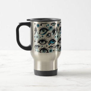 Blue Eyes and Lashes Watercolor Travel Mug