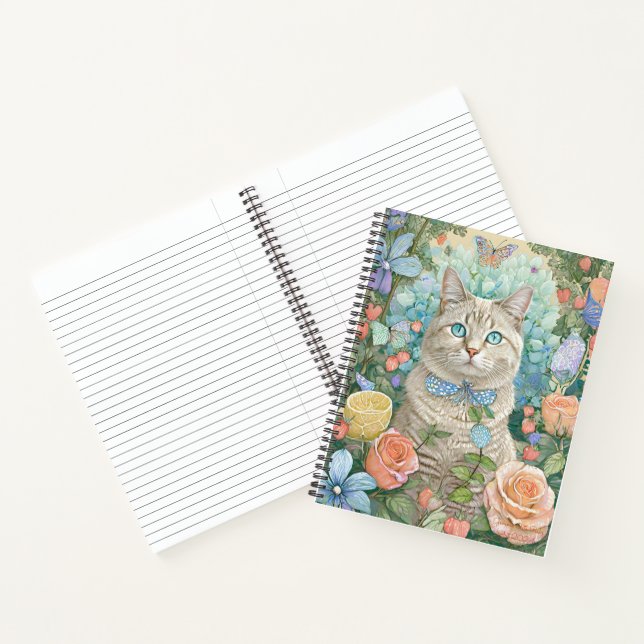 Blue eyes cat with flowers notebook (Inside)