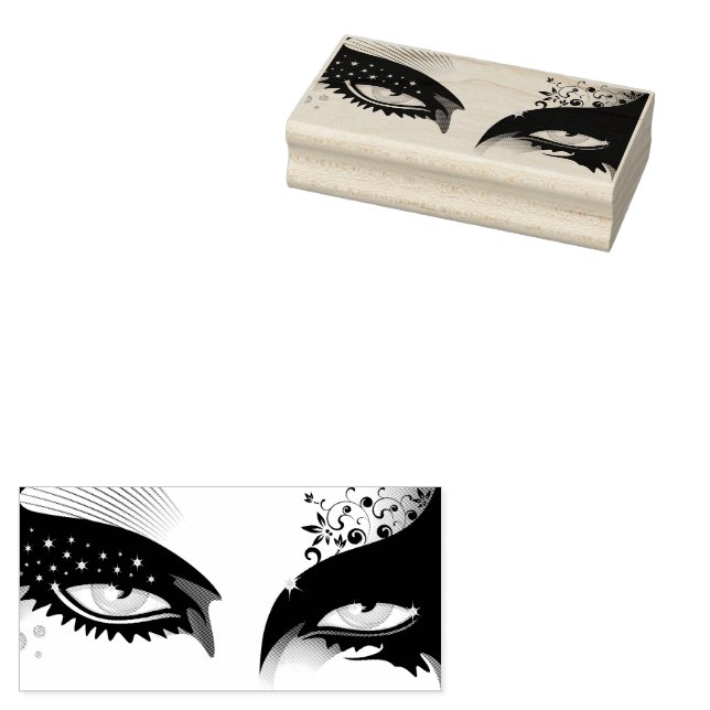 Blue Eyes Fashion Make Up Rubber Stamp (Stamped)