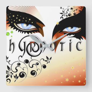 Blue Eyes Fashion Make Up Square Wall Clock