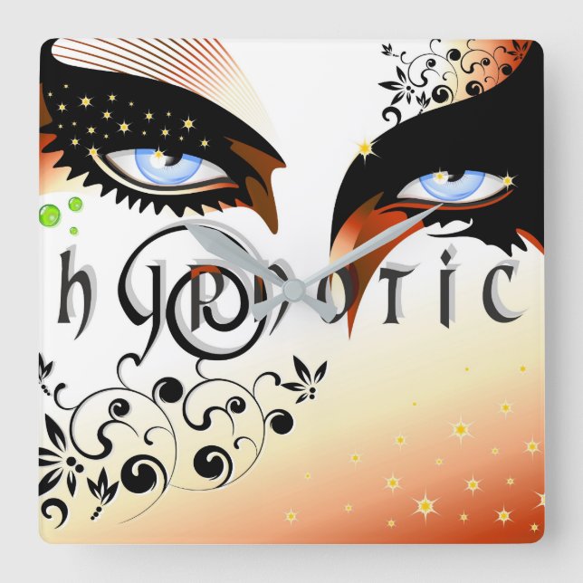 Blue Eyes Fashion Make Up Square Wall Clock (Front)