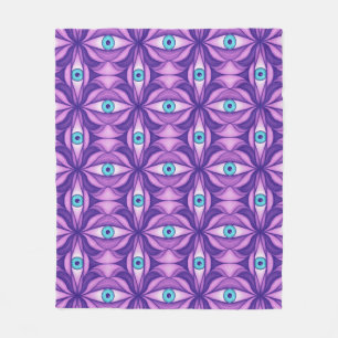 Blue Eyes in Purple Foliage Dark Botanical Art Fleece Blanket