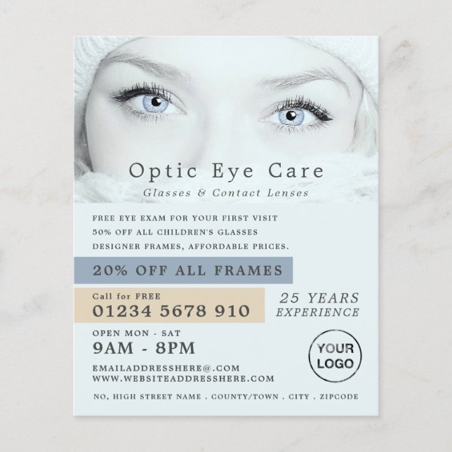 Blue Eyes, Optician, Technical Practitioner Flyer (Front)