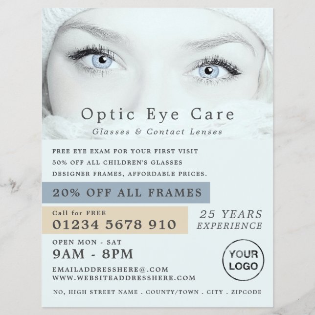 Blue Eyes, Optician, Technical Practitioner Flyer (Front)